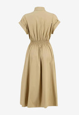 Miu Miu Poplin Embroidered Shirt Midi Dress Khaki MF5906SOOO10RG_F0241