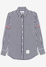 Thom Browne Gingham Check Poplin Shirt with Armband Navy MWL301OF0998_415