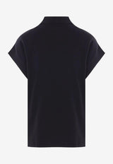 Saint Laurent Cassandre Short-Sleeved Polo T-shirt Black 824091Y37HC_1000