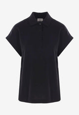 Saint Laurent Cassandre Short-Sleeved Polo T-shirt Black 824091Y37HC_1000