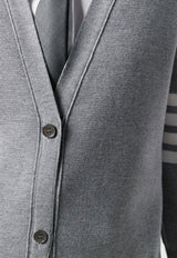 Thom Browne 4-bar Stripes Long V-neck Cardigan Gray FKC289A00014_055