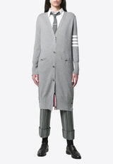 Thom Browne 4-bar Stripes Long V-neck Cardigan Gray FKC289A00014_055