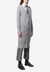 Thom Browne 4-bar Stripes Long V-neck Cardigan Gray FKC289A00014_055