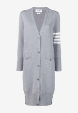 Thom Browne 4-bar Stripes Long V-neck Cardigan Gray FKC289A00014_055