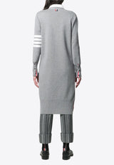 Thom Browne 4-bar Stripes Long V-neck Cardigan Gray FKC289A00014_055
