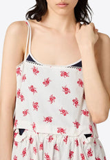 Miu Miu Cornflower Print Poplin Dress White MF5910SOOO17O3_F0970