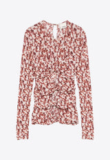 Isabel Marant Gladice Printed Top Red HT0705FAC3K01I_80GT