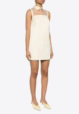 Elisabetta Franchi Tulle Yoke Duchesse Satin Mini Dress Cream AB79652E2_DC7