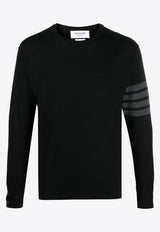 Thom Browne 4-bar Stripes Merino Wool Sweater Black MKA002B00014_001