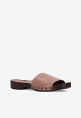 La Rose Studded Leather Clogs Beige 14925850_004