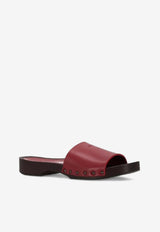 La Rose Studded Leather Clogs Red 14925850_008