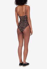 Anine Bing Vesta Leopard Print One-Piece Swimsuit Brown A1110944_MLT59