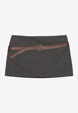 Prada Printed Belt Wool Mini Skirt Gray P151WGSOOO16NO_F0480
