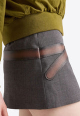 Prada Printed Belt Wool Mini Skirt Gray P151WGSOOO16NO_F0480