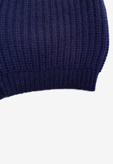 La Rose Cashmere Ribbed Beanie Blue GDC22820_21034