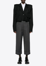 Thom Browne High-Waist Cropped Pants Gray FTC444UF0345_025