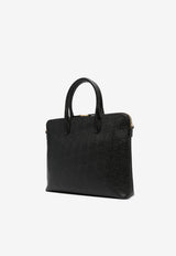 Thom Browne Slim Briefcase in Grained Leather Black MAG444A00198_001