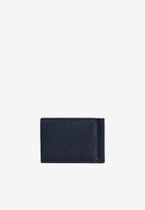 Thom Browne 4-bar Stripes Pebbled Leather Wallet with Money Clip Navy UAW077A00198_415