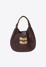 Miu Miu Raffia-Effect Woven Hobo Bag Dark Brown 5BC164VOOOADO1_F0966
