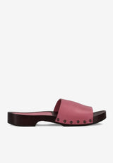 La Rose Studded Leather Clogs Pink 14925850_009