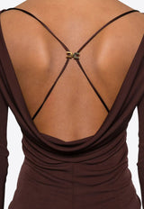 Elisabetta Franchi Boat-Neck Long-Sleeved Top Brown MD01352E2_644