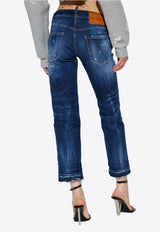 Dsquared2 Jenna Distressed Straight Jeans Navy S75LB1064S30664_470