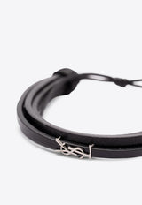 Saint Laurent Cassandre Leather Bracelet Black 820441AAEKE_1000