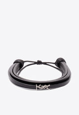 Saint Laurent Cassandre Leather Bracelet Black 820441AAEKE_1000