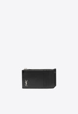Saint Laurent Cassandre Leather Zip Cardholder Black 6298991JB0E_1000