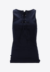 Prada Sleeveless Top with Front-Laces Navy 39603SOOO10Z0_F0124