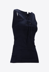 Prada Sleeveless Top with Front-Laces Navy 39603SOOO10Z0_F0124