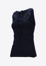 Prada Sleeveless Top with Front-Laces Navy 39603SOOO10Z0_F0124