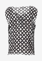 Niccolò Pasqualetti Carta Geometric-Lace Tank Top Black NP07T003GLEM_NERO