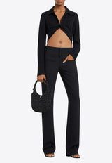 Courrèges Polo Twist Cropped Top Black 225JPO048JS0193_9999