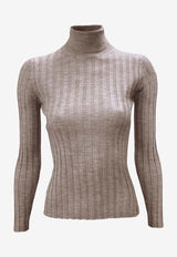 La Rose Ribbed High-Neck Sweater Beige J01121_31329