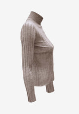 La Rose Ribbed High-Neck Sweater Beige J01121_31329