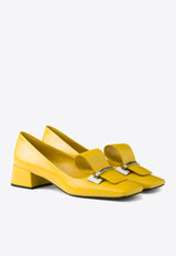 Prada 35 Brushed Leather Architectural Pumps Yellow 1I963NFD035055_F0377