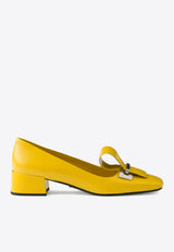 Prada 35 Brushed Leather Architectural Pumps Yellow 1I963NFD035055_F0377