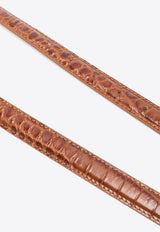 Anine Bing Nicola Croc-Embossed Leather Belt Brown A1210975_BWN1