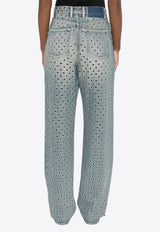 Golden Goose DB All-Over Eyelets Faded Jeans Blue GWP00844P001962_50100