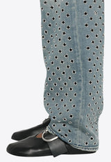 Golden Goose DB All-Over Eyelets Faded Jeans Blue GWP00844P001962_50100