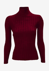 La Rose Ribbed High-Neck Sweater Burgundy J01121_31556