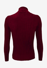 La Rose Ribbed High-Neck Sweater Burgundy J01121_31556