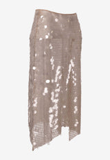 Niccolò Pasqualetti Pinna Sequined Midi Skirt Nude NP07S004PAIL_NUDE