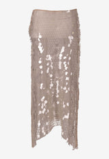 Niccolò Pasqualetti Pinna Sequined Midi Skirt Nude NP07S004PAIL_NUDE
