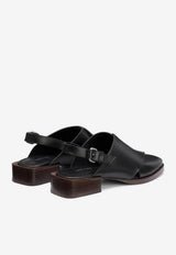 Lemaire Crossover Slingback Leather Sandals Black FO0162LL0122_BK999