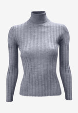 La Rose Ribbed High-Neck Sweater Gray J01121_32134