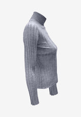 La Rose Ribbed High-Neck Sweater Gray J01121_32134