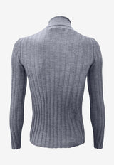 La Rose Ribbed High-Neck Sweater Gray J01121_32134