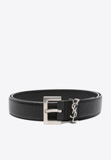 Saint Laurent Cassandre Thin Leather Belt Black 634440BRM0E_1000